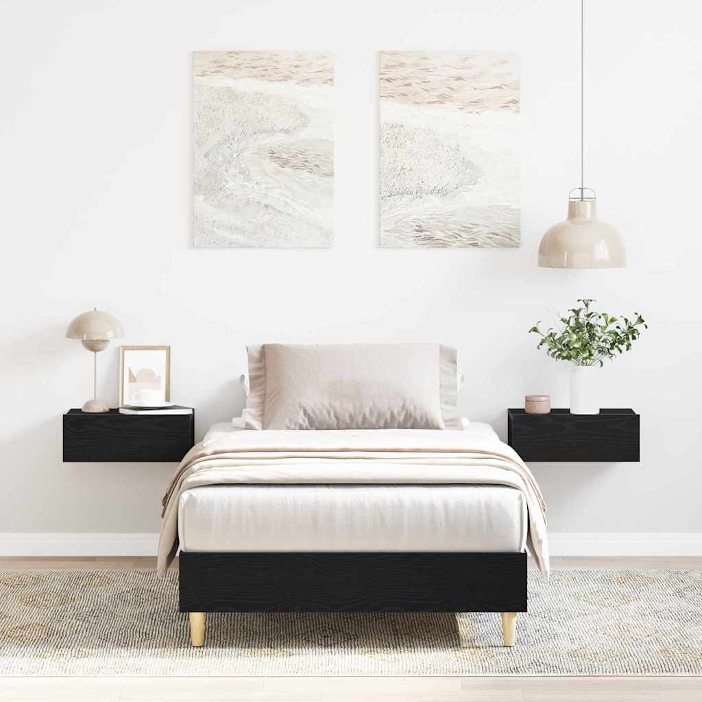 vidaXL Bed Frame Black Oak 203 x 93 x 25 cm Engineered Wood
