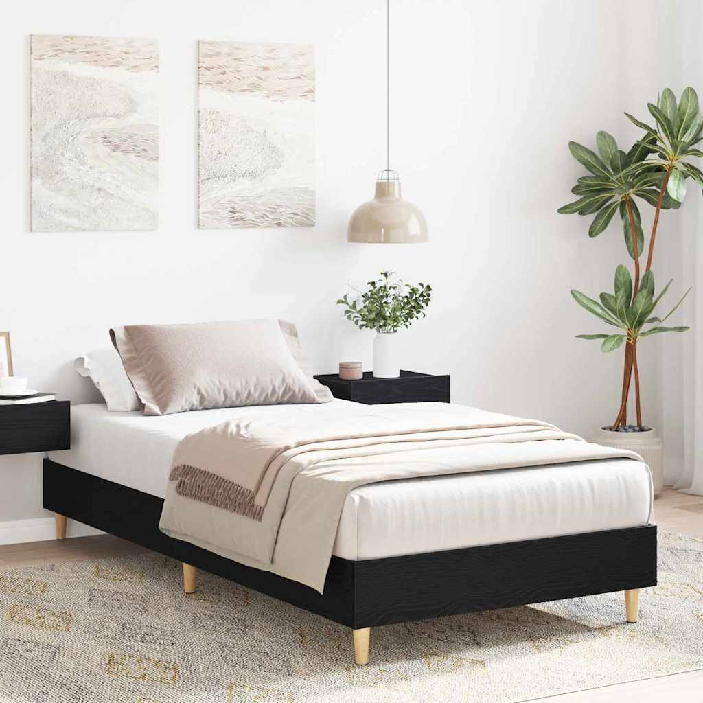 vidaXL Bed Frame Black Oak 203 x 93 x 25 cm Engineered Wood