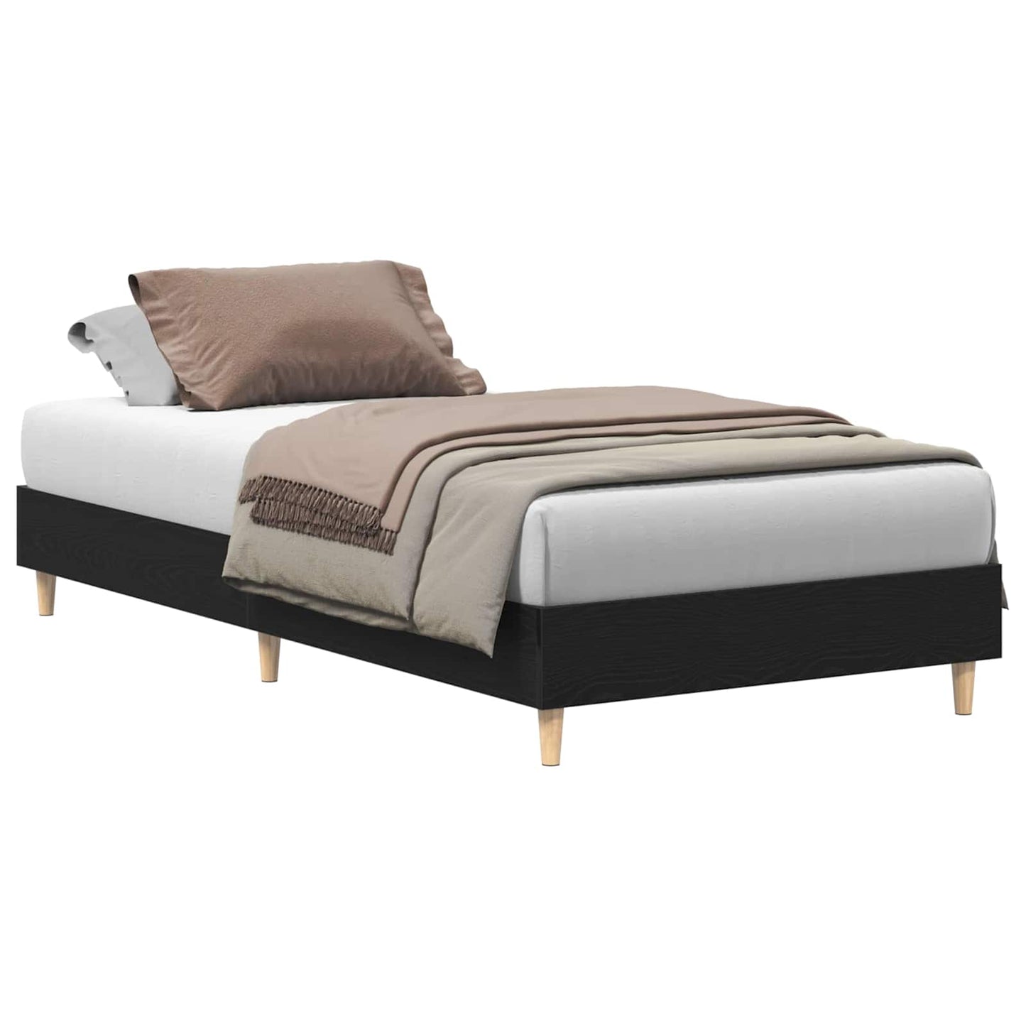 vidaXL Bed Frame Black Oak 203 x 93 x 25 cm Engineered Wood