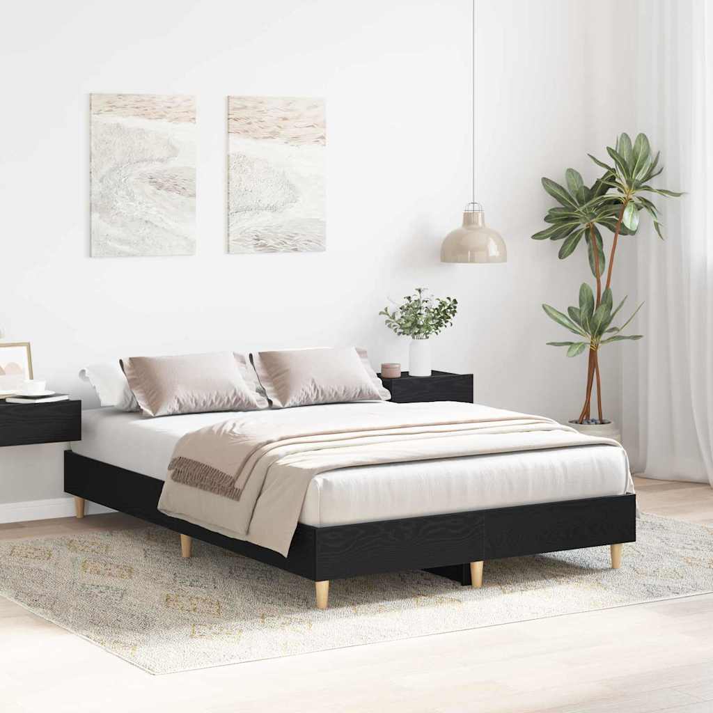 vidaXL Bed Frame Black Oak 193 x 143 x 25 cm Engineered Wood