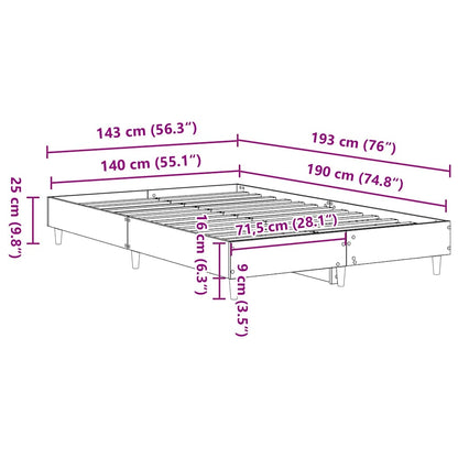 vidaXL Bed Frame Black Oak 193 x 143 x 25 cm Engineered Wood