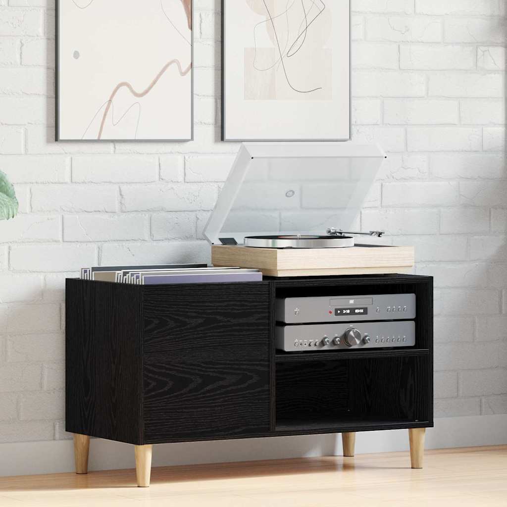vidaXL Record Cabinet Black oak 84.5 x 38 x 48 cm Engineered Wood