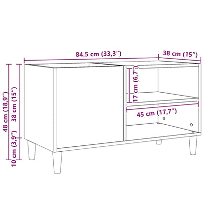 vidaXL Record Cabinet Black oak 84.5 x 38 x 48 cm Engineered Wood