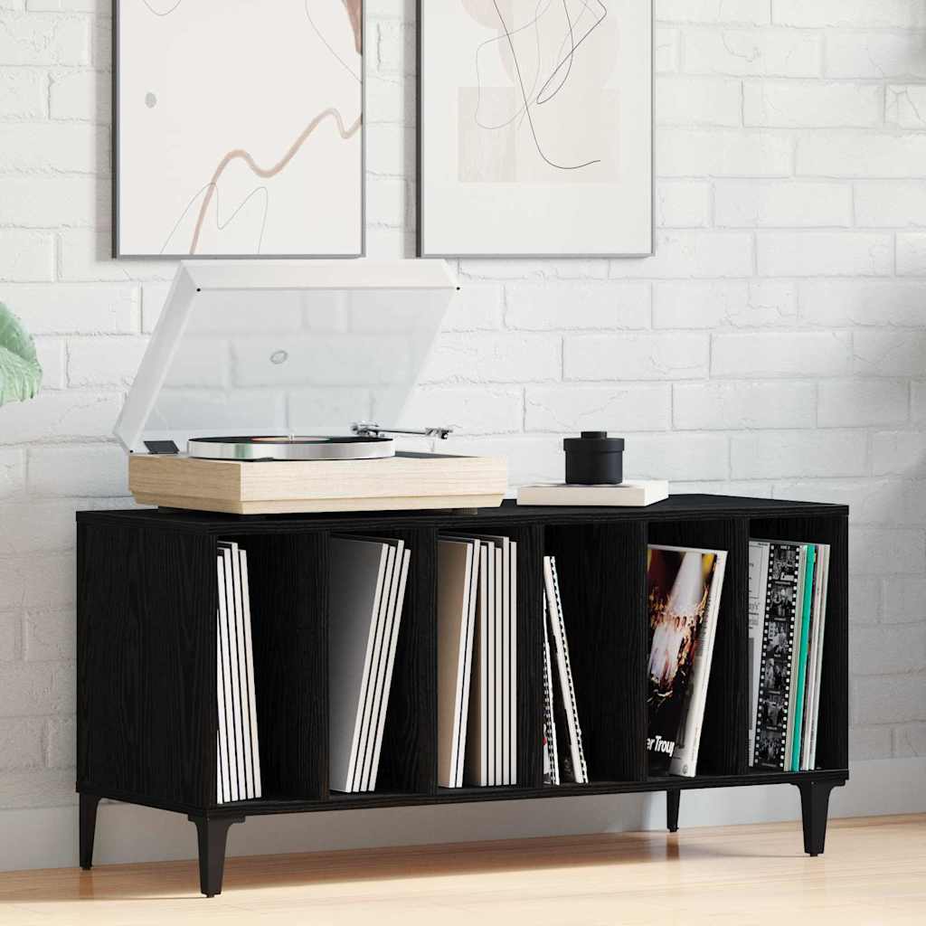 vidaXL Record Cabinet Black Oak 100 x 38 x 48 cm Engineered Wood