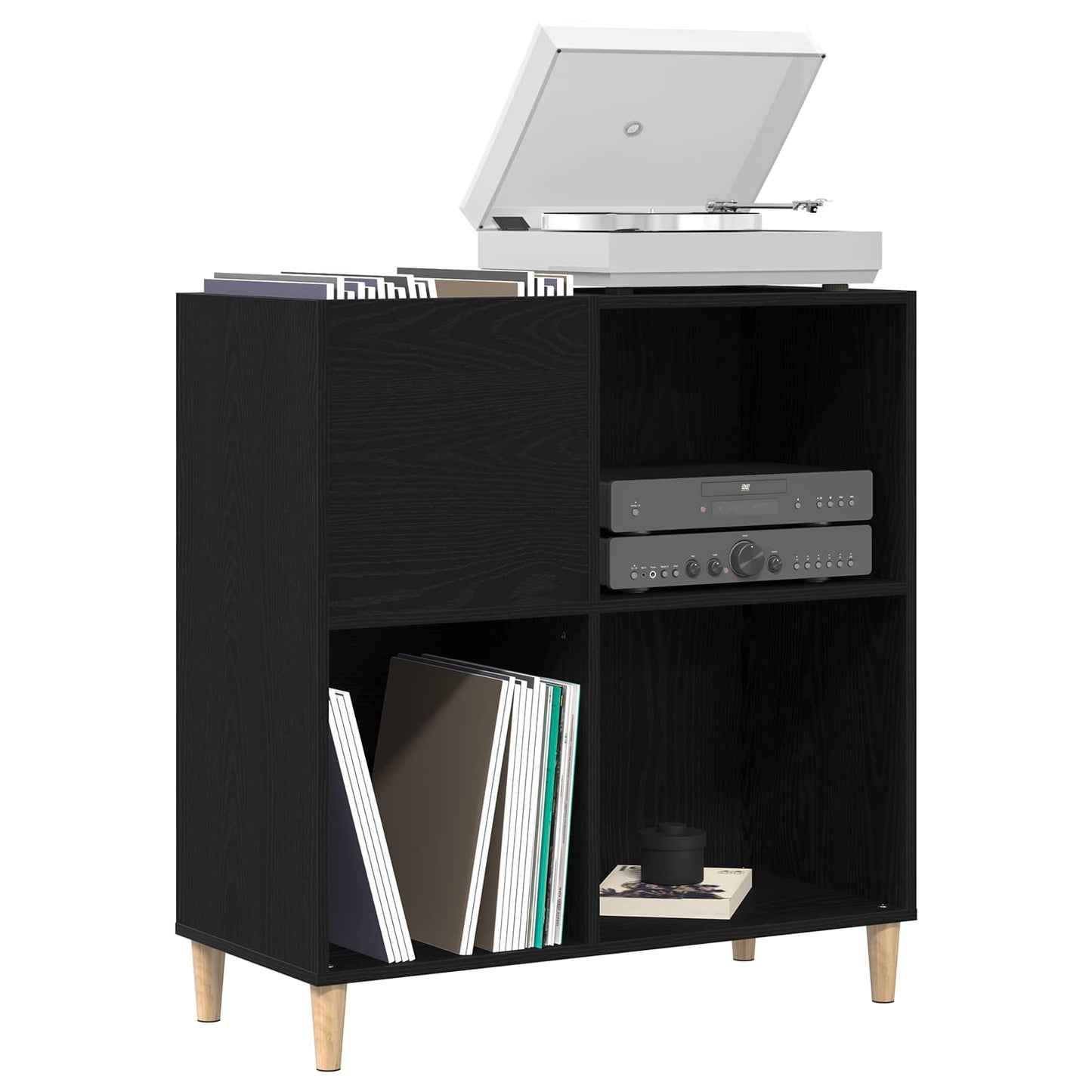 vidaXL Record Cabinet Black Oak 84.5 x 38 x 89 cm Engineered Wood