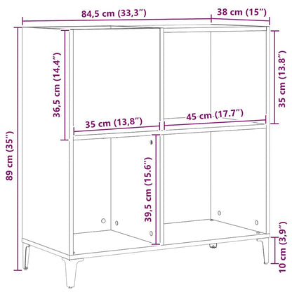 vidaXL Record Cabinet Black Oak 84.5 x 38 x 89 cm Engineered Wood