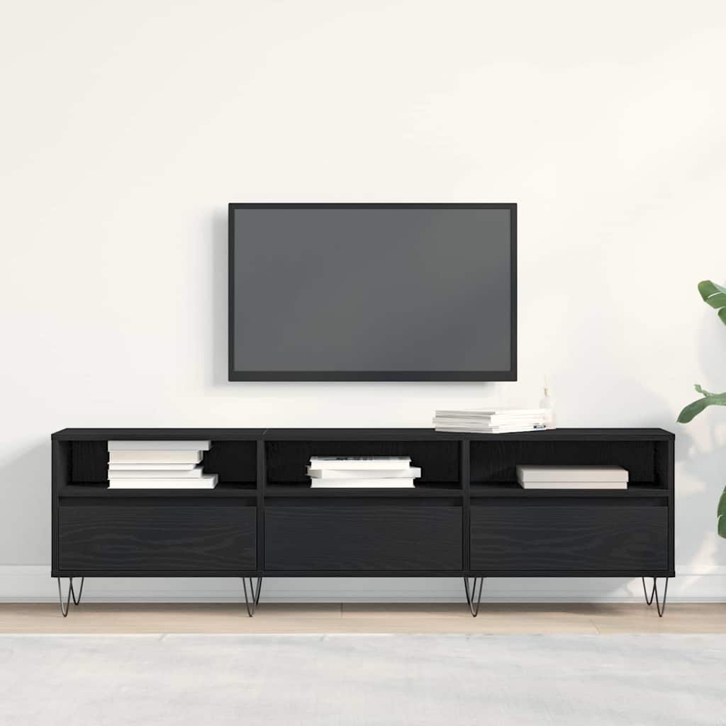 vidaXL TV Cabinet 150 x 30 x 44.5 cm Black Oak Engineered Wood