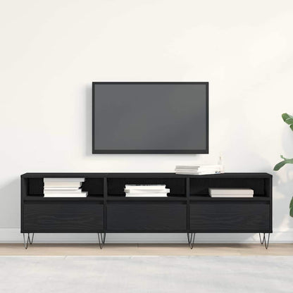 vidaXL TV Cabinet 150 x 30 x 44.5 cm Black Oak Engineered Wood