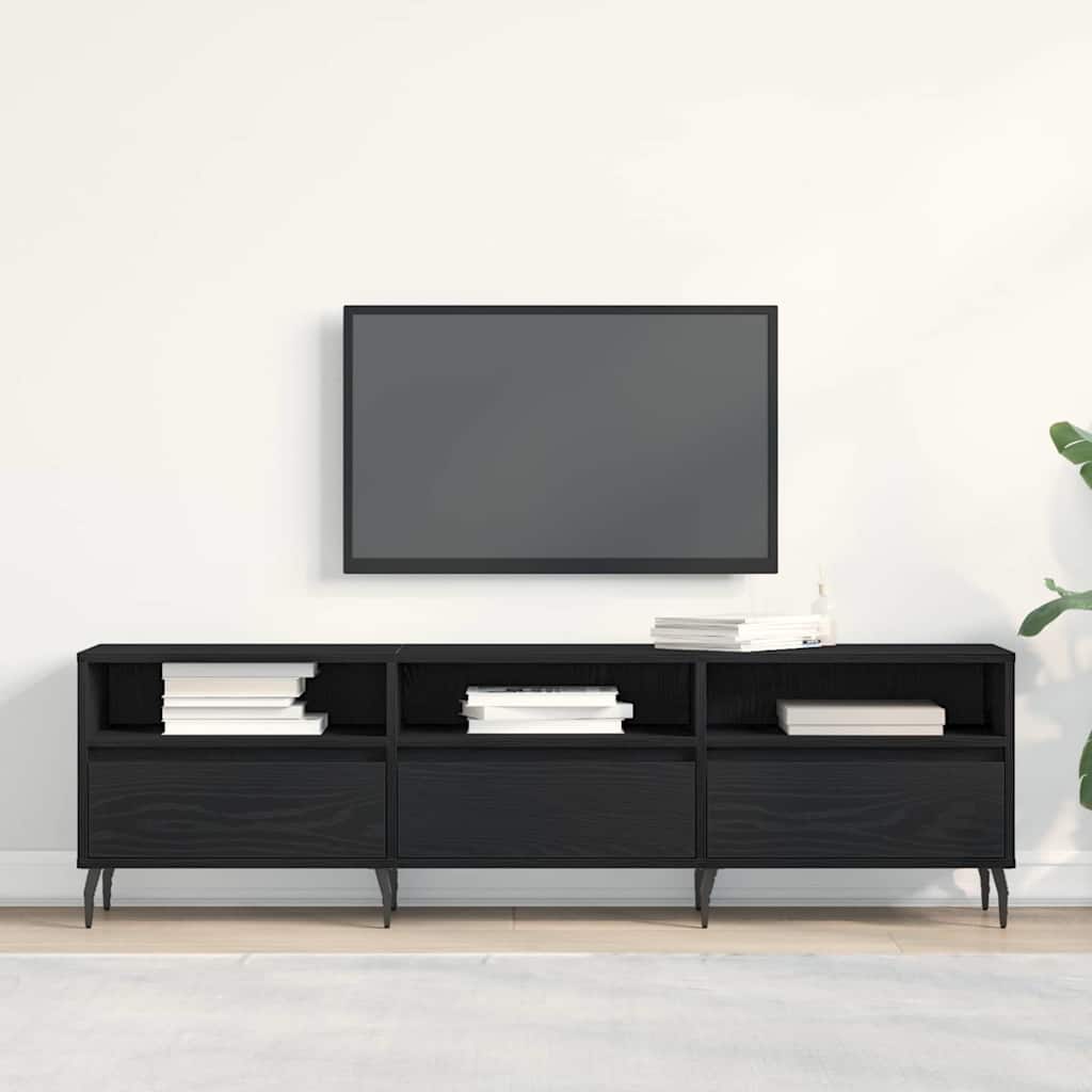 vidaXL TV Cabinet 150 x 30 x 44.5 cm Black Oak Engineered Wood