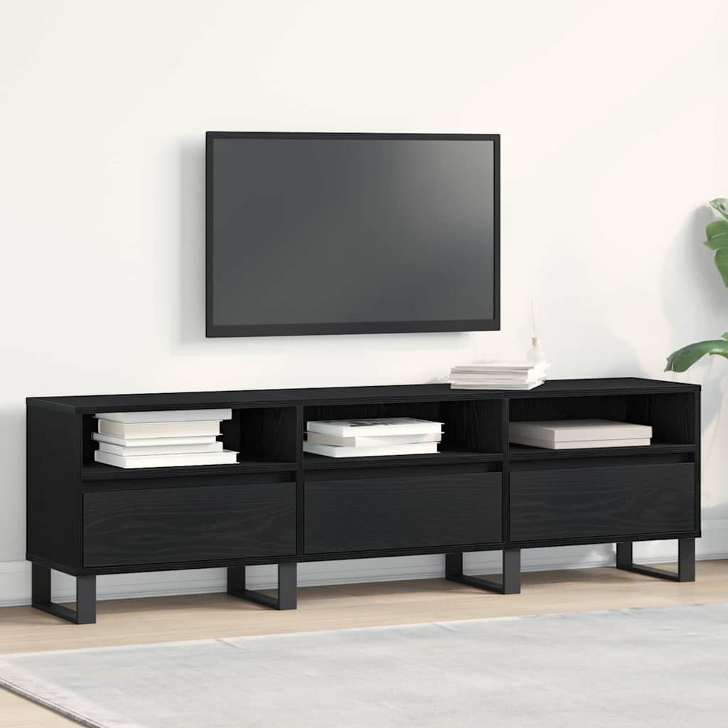 vidaXL TV Cabinet Black Oak 150 x 30 x 44.5 cm Engineered Wood