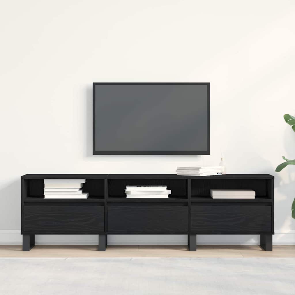 vidaXL TV Cabinet 150 x 30 x 44.5 cm Black Oak Engineered Wood