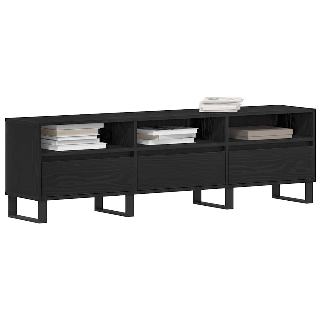 vidaXL TV Cabinet Black Oak 150 x 30 x 44.5 cm Engineered Wood