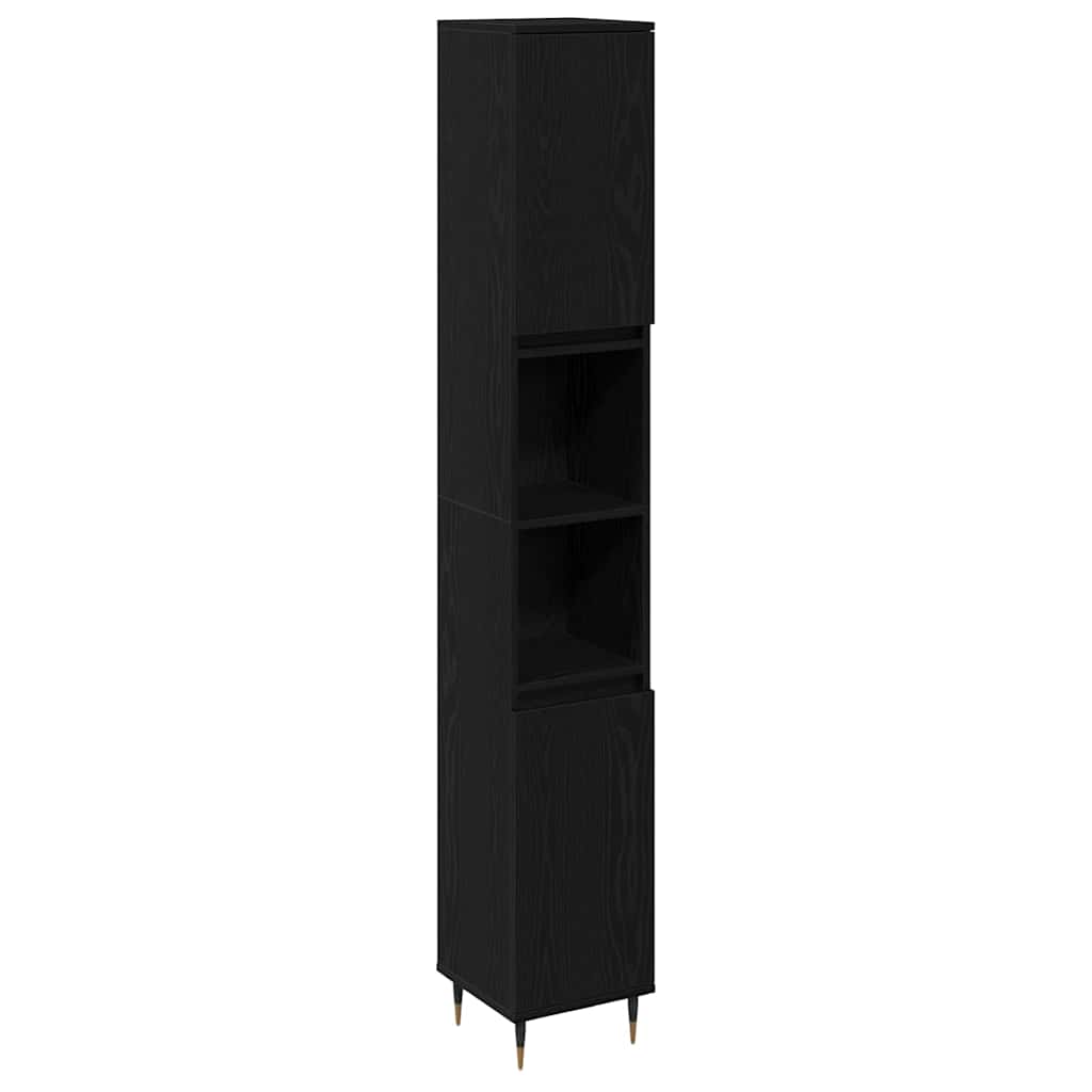 vidaXL Bathroom Cabinet Black Oak 30 x 30 x 190 cm Engineered Wood