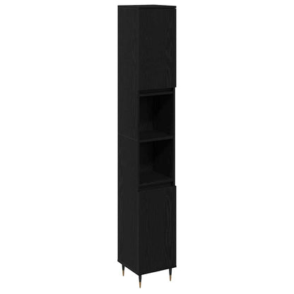 vidaXL Bathroom Cabinet Black Oak 30 x 30 x 190 cm Engineered Wood