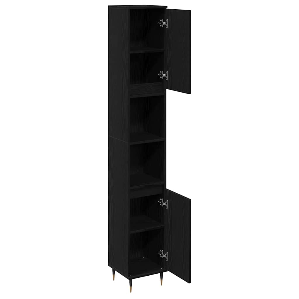 vidaXL Bathroom Cabinet Black Oak 30 x 30 x 190 cm Engineered Wood