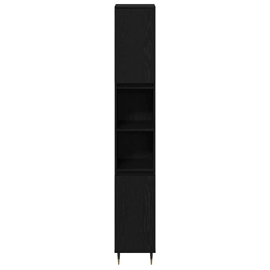 vidaXL Bathroom Cabinet Black Oak 30 x 30 x 190 cm Engineered Wood