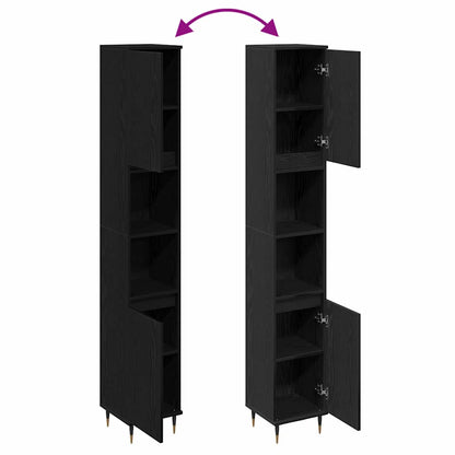 vidaXL Bathroom Cabinet Black Oak 30 x 30 x 190 cm Engineered Wood