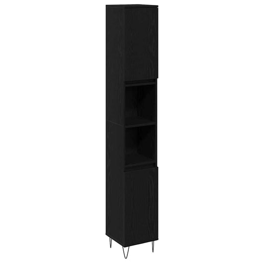 vidaXL Bathroom Cabinet Black Oak 30 x 30 x 190 cm Engineered Wood