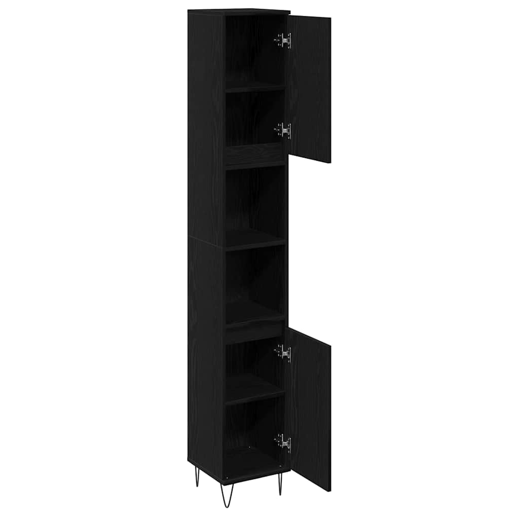 vidaXL Bathroom Cabinet Black Oak 30 x 30 x 190 cm Engineered Wood