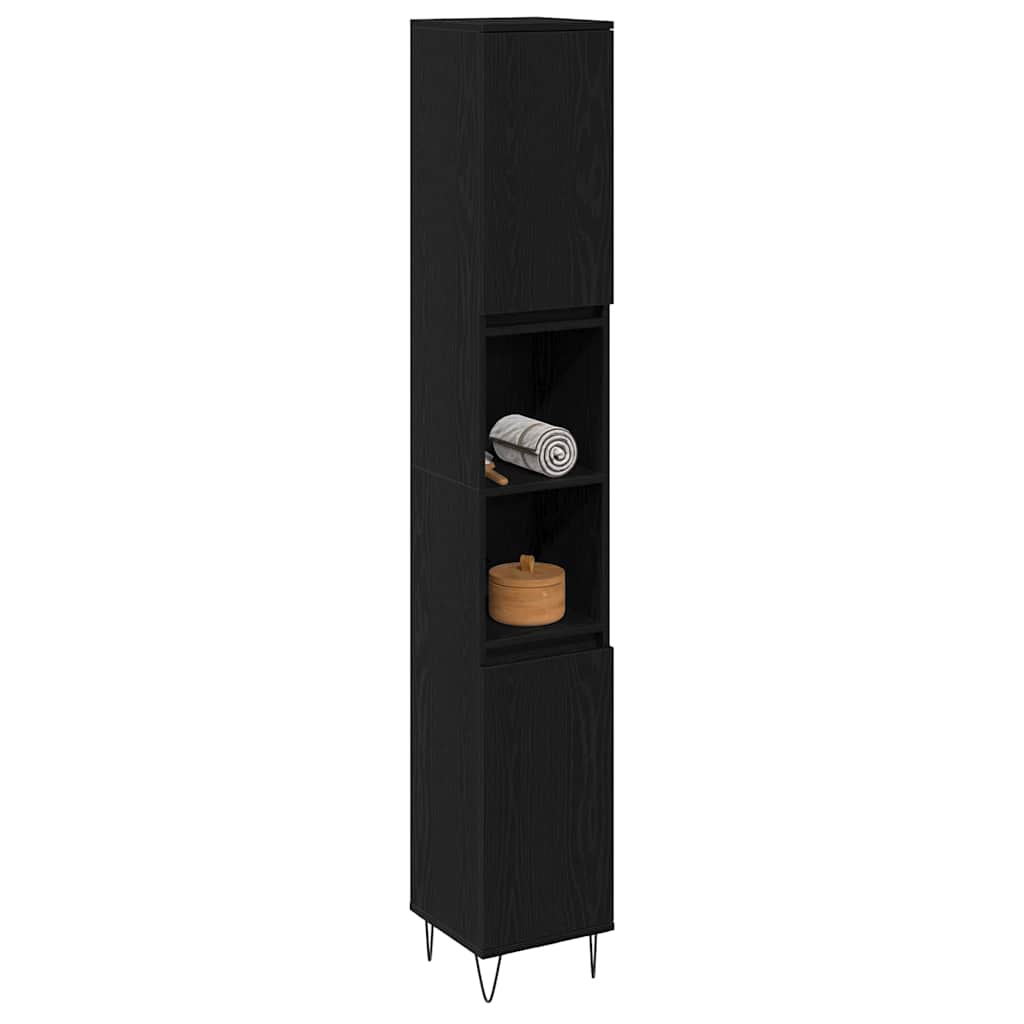 vidaXL Bathroom Cabinet Black Oak 30 x 30 x 190 cm Engineered Wood