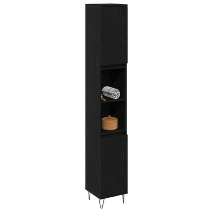vidaXL Bathroom Cabinet Black Oak 30 x 30 x 190 cm Engineered Wood