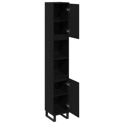 vidaXL Bathroom Cabinet Black Oak 30 x 30 x 190 cm Engineered Wood