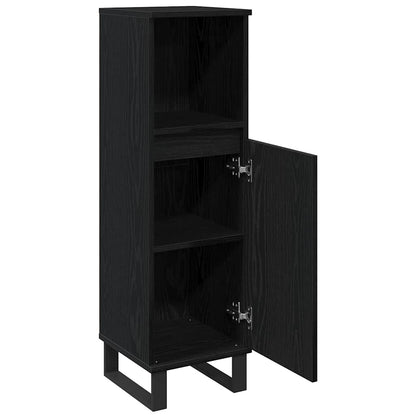 vidaXL Bathroom Cabinet Black Oak 30 x 30 x 100 cm Engineered Wood