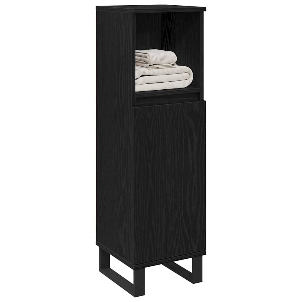 vidaXL Bathroom Cabinet Black Oak 30 x 30 x 100 cm Engineered Wood