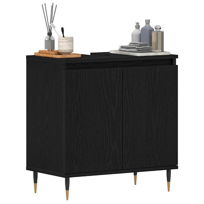 vidaXL Bathroom Sink Cabinet Black Oak 58 x 33 x 60 cm Engineered Wood