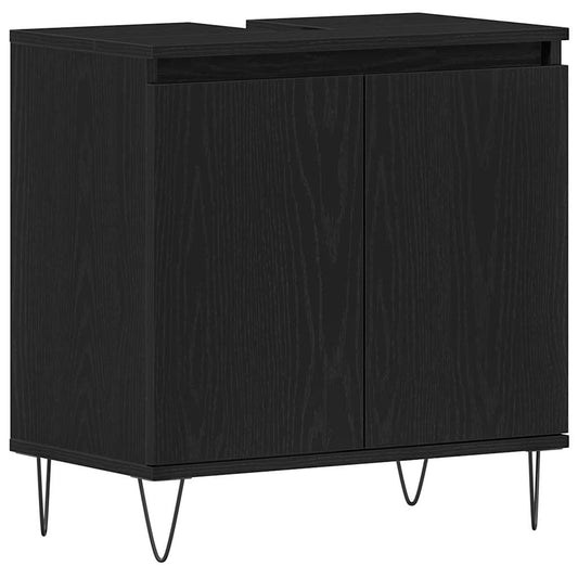 vidaXL Bathroom Sink Cabinet Black Oak 58 x 33 x 60 cm Engineered Wood