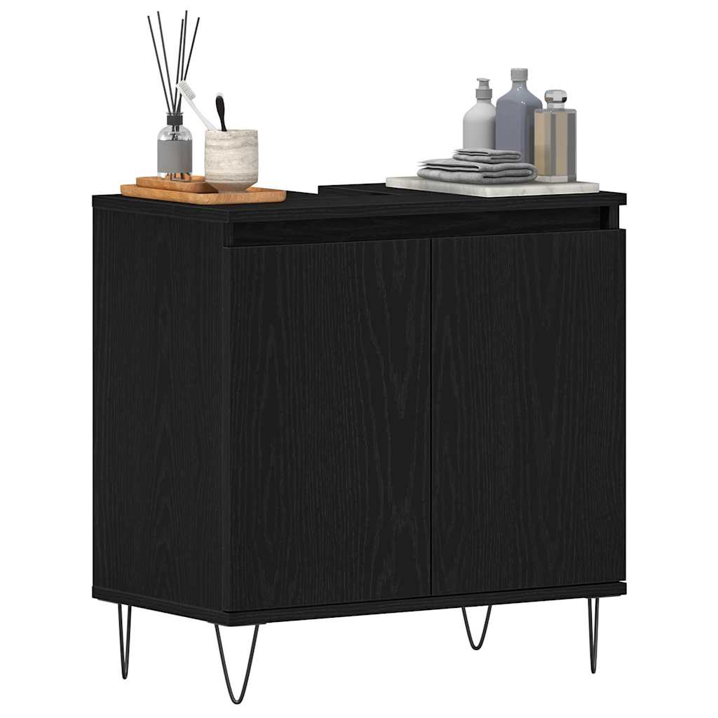 vidaXL Bathroom Sink Cabinet Black Oak 58 x 33 x 60 cm Engineered Wood