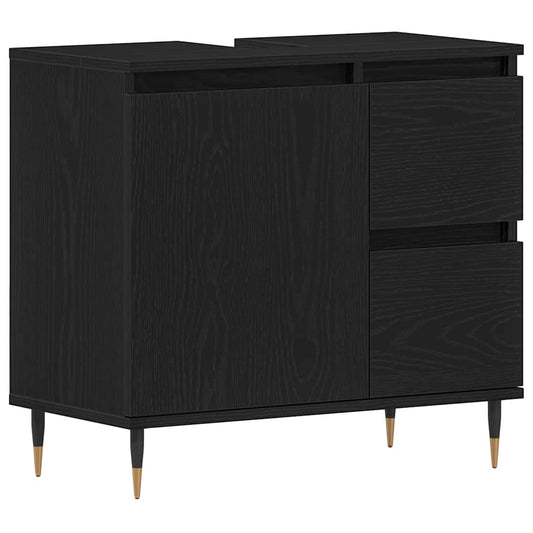 vidaXL Bathroom Cabinet Black Oak 65 x 33 x 60 cm Engineered Wood