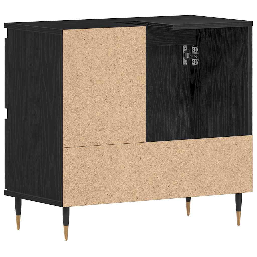 vidaXL Bathroom Cabinet Black Oak 65 x 33 x 60 cm Engineered Wood