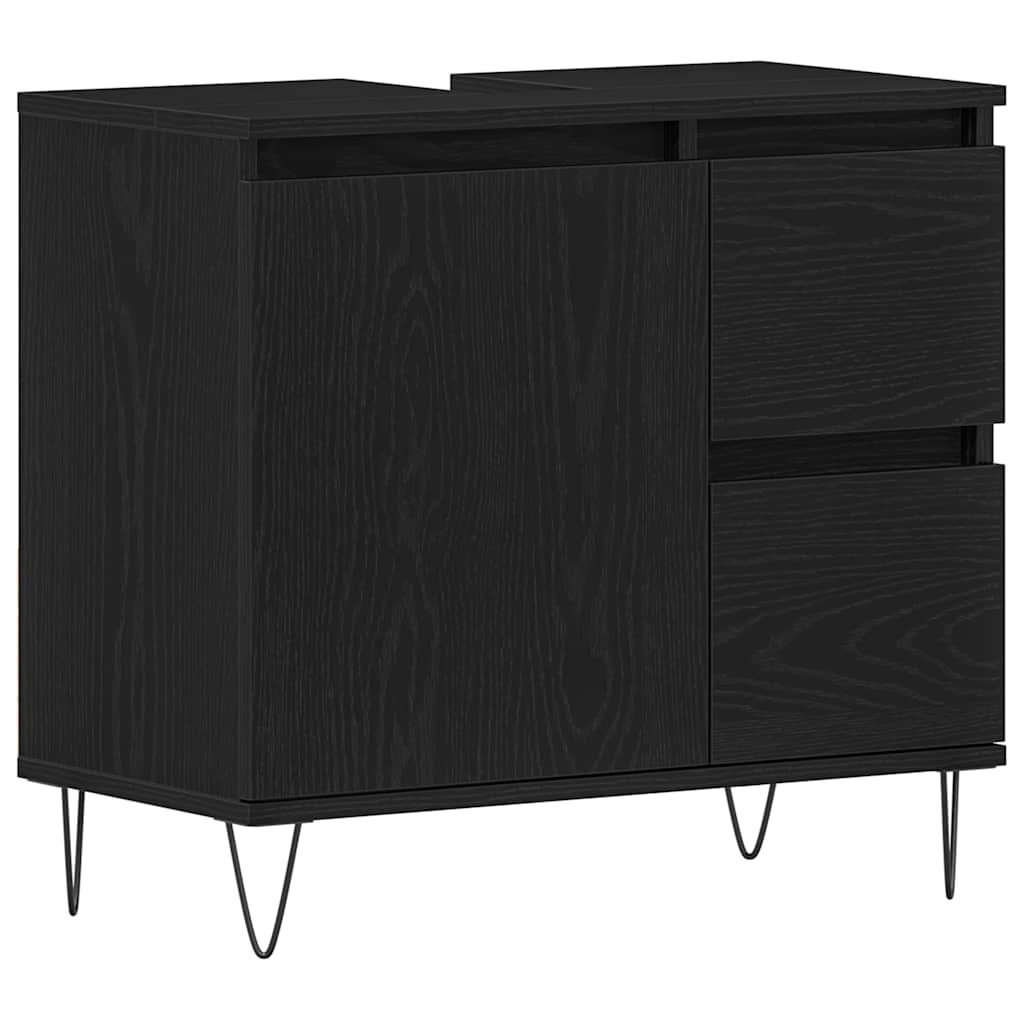 vidaXL Bathroom Sink Cabinet Black Oak 65 x 33 x 60 cm Engineered Wood