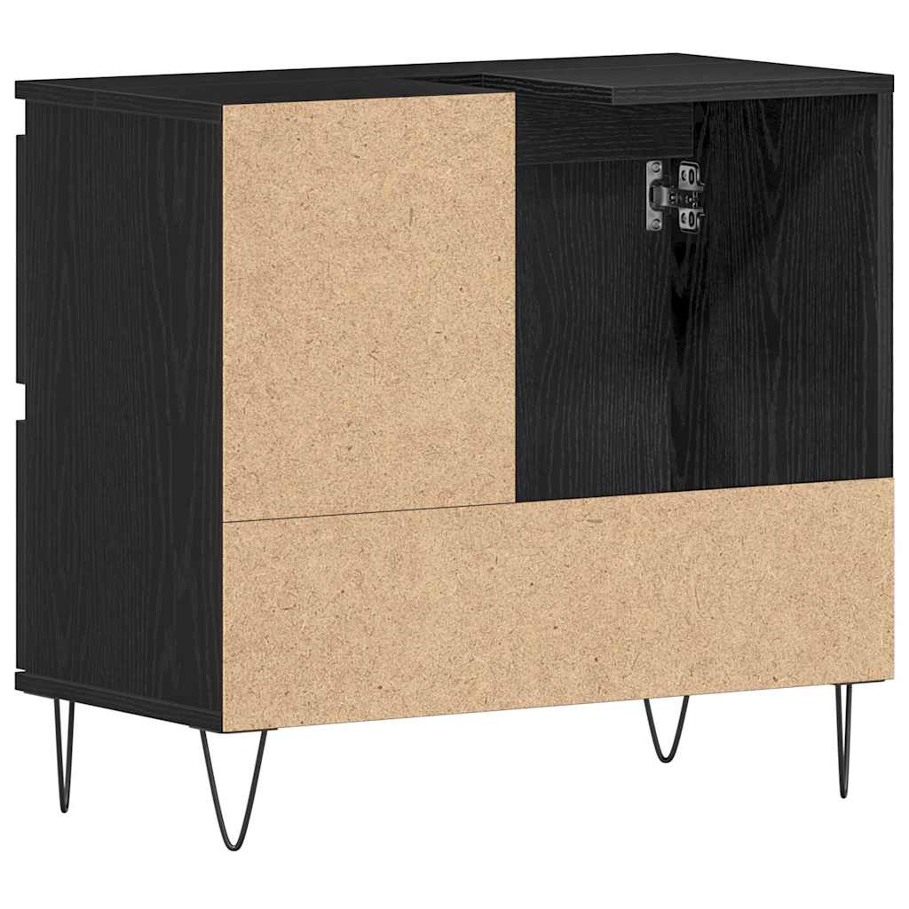 vidaXL Bathroom Sink Cabinet Black Oak 65 x 33 x 60 cm Engineered Wood