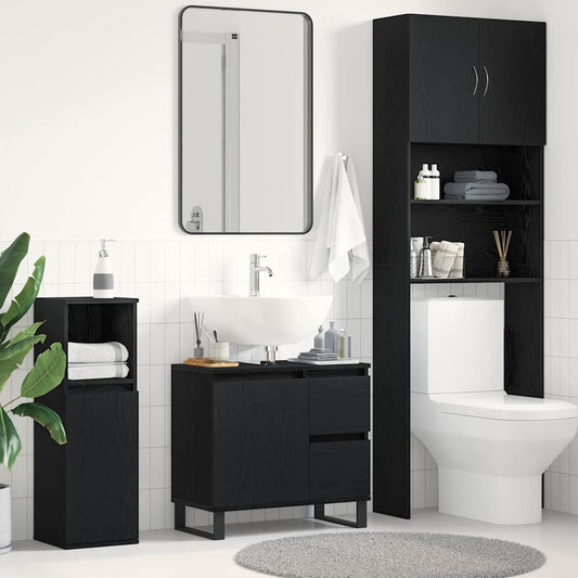 vidaXL Bathroom Sink Cabinet Black Oak 65 x 33 x 60 cm Engineered Wood