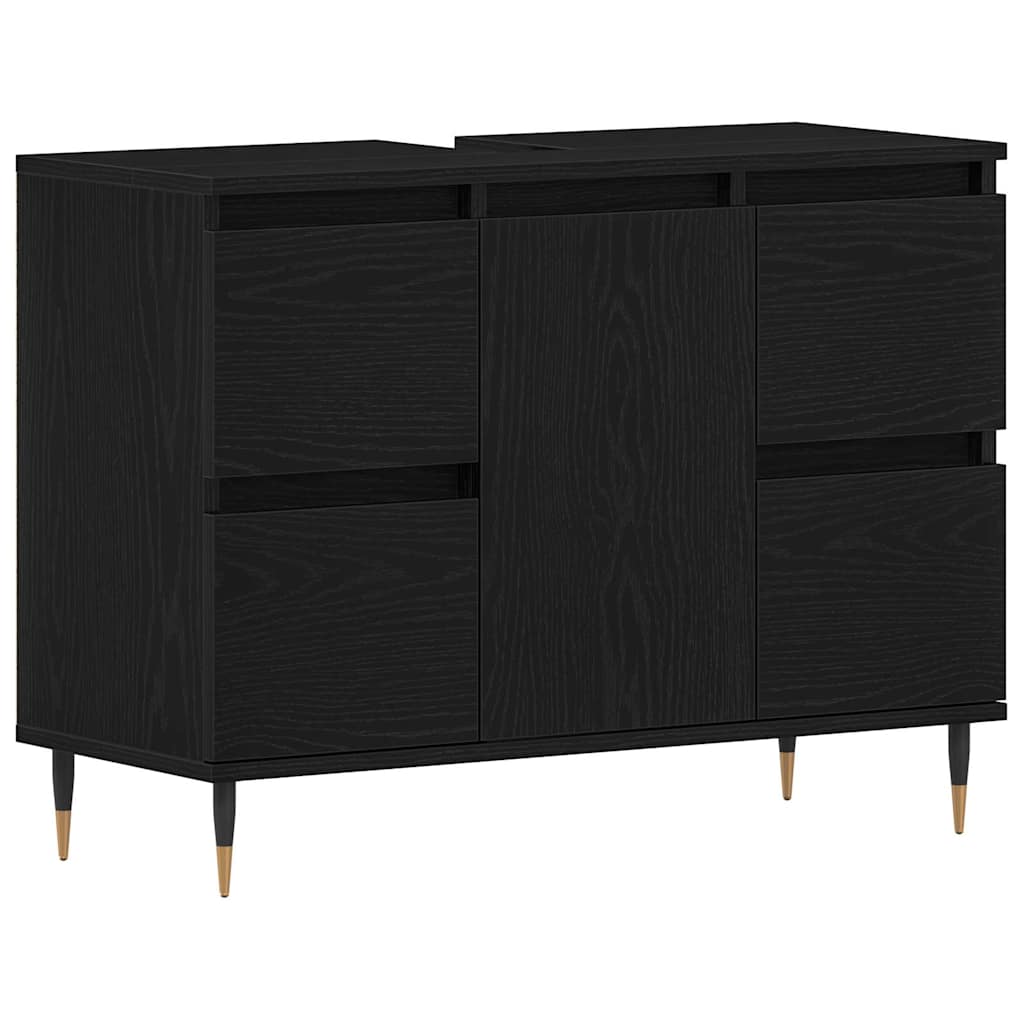 vidaXL Bathroom Sink Cabinet Black Oak 80 x 33 x 60 cm Engineered Wood