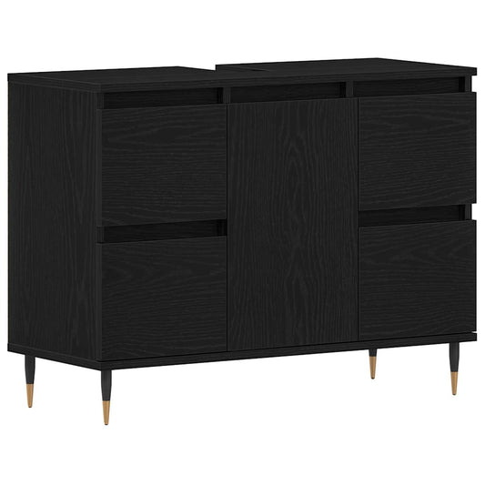 vidaXL Bathroom Sink Cabinet Black Oak 80 x 33 x 60 cm Engineered Wood