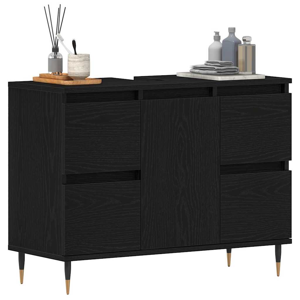 vidaXL Bathroom Sink Cabinet Black Oak 80 x 33 x 60 cm Engineered Wood
