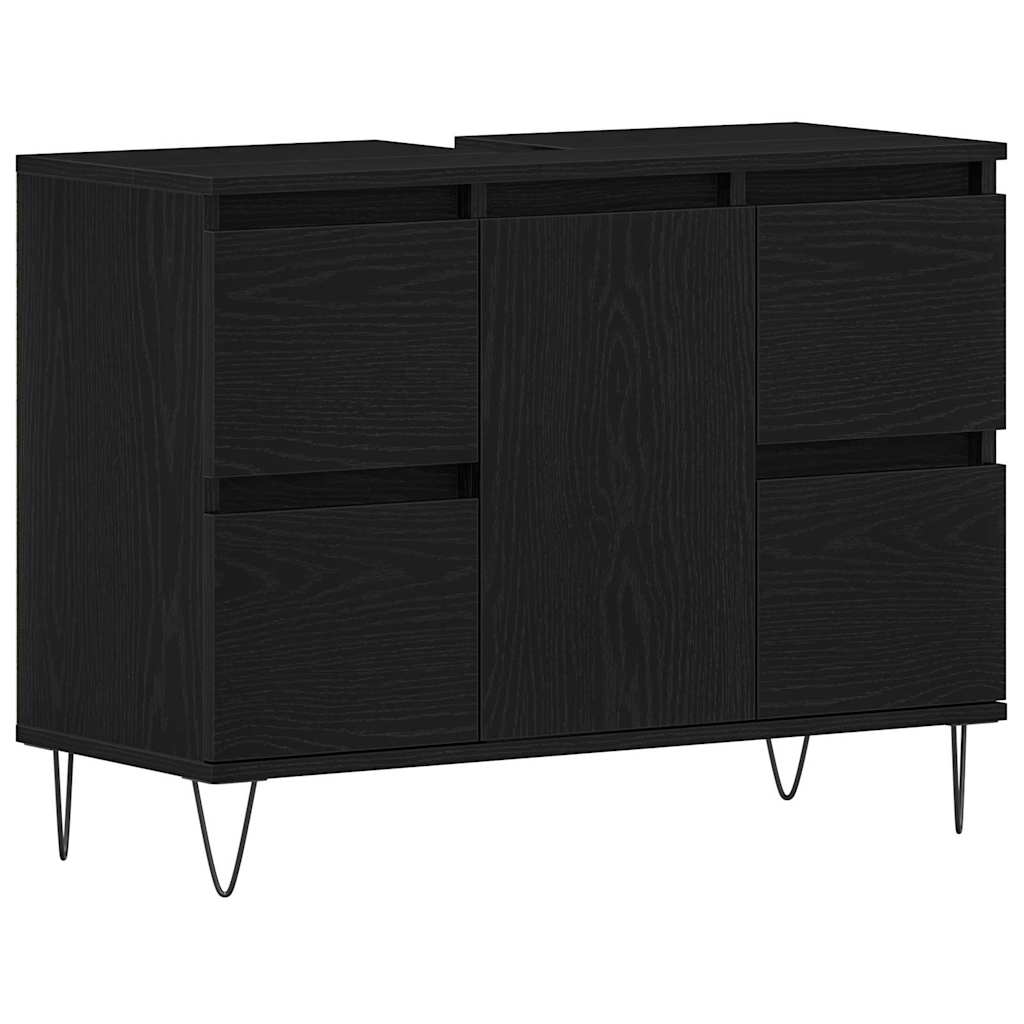 vidaXL Bathroom Sink Cabinet Black Oak 80 x 33 x 60 cm Engineered Wood