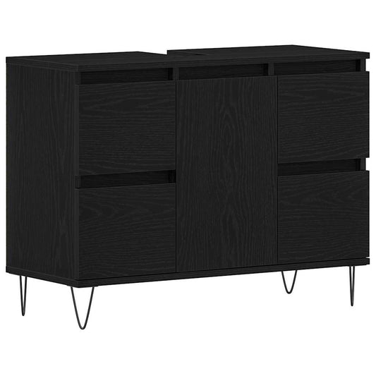 vidaXL Bathroom Sink Cabinet Black Oak 80 x 33 x 60 cm Engineered Wood