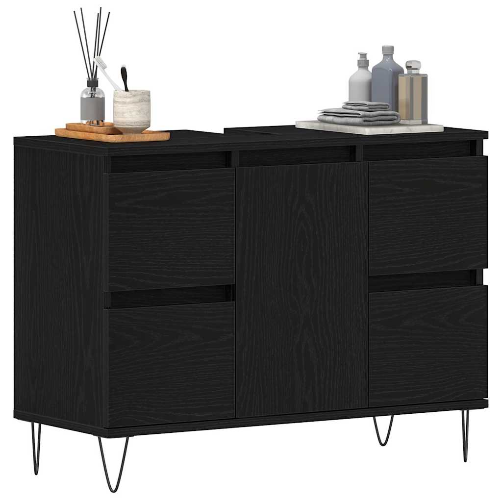 vidaXL Bathroom Sink Cabinet Black Oak 80 x 33 x 60 cm Engineered Wood