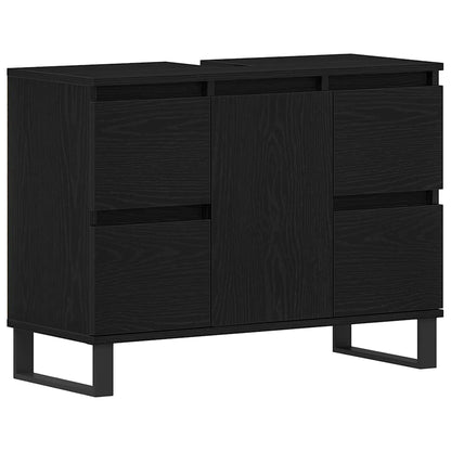 vidaXL Bathroom Cabinet Black Oak 80 x 33 x 60 cm Engineered Wood