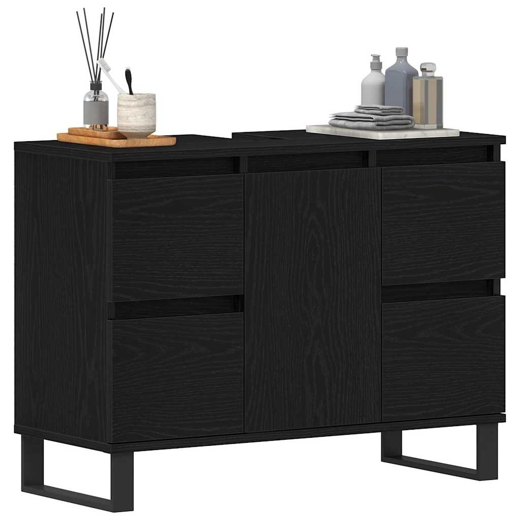 vidaXL Bathroom Cabinet Black Oak 80 x 33 x 60 cm Engineered Wood