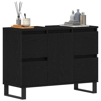 vidaXL Bathroom Cabinet Black Oak 80 x 33 x 60 cm Engineered Wood