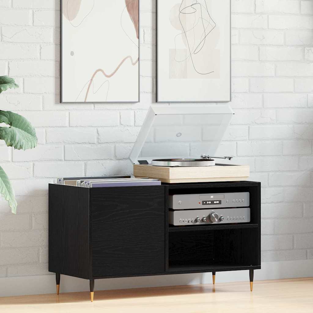 vidaXL Record Cabinet Black Oak 85 x 38 x 48 cm Engineered Wood