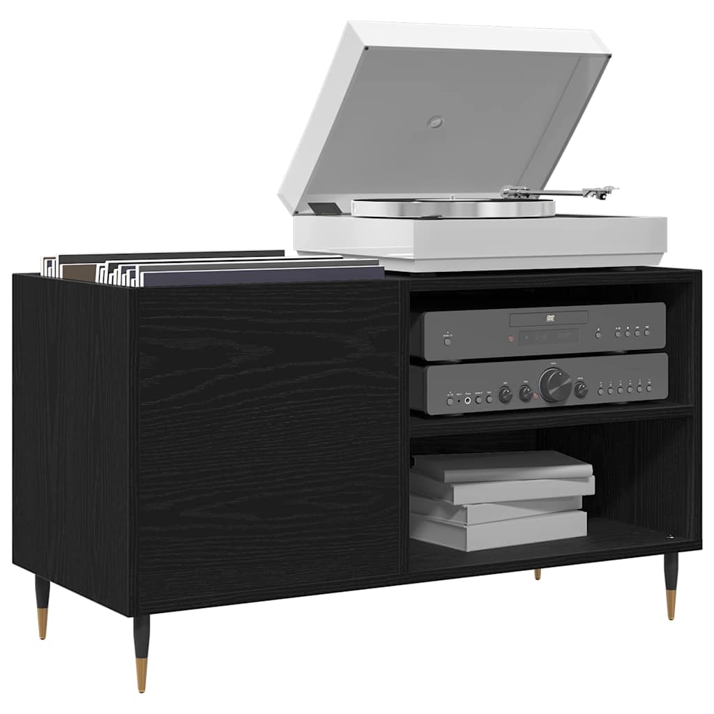 vidaXL Record Cabinet Black Oak 85 x 38 x 48 cm Engineered Wood