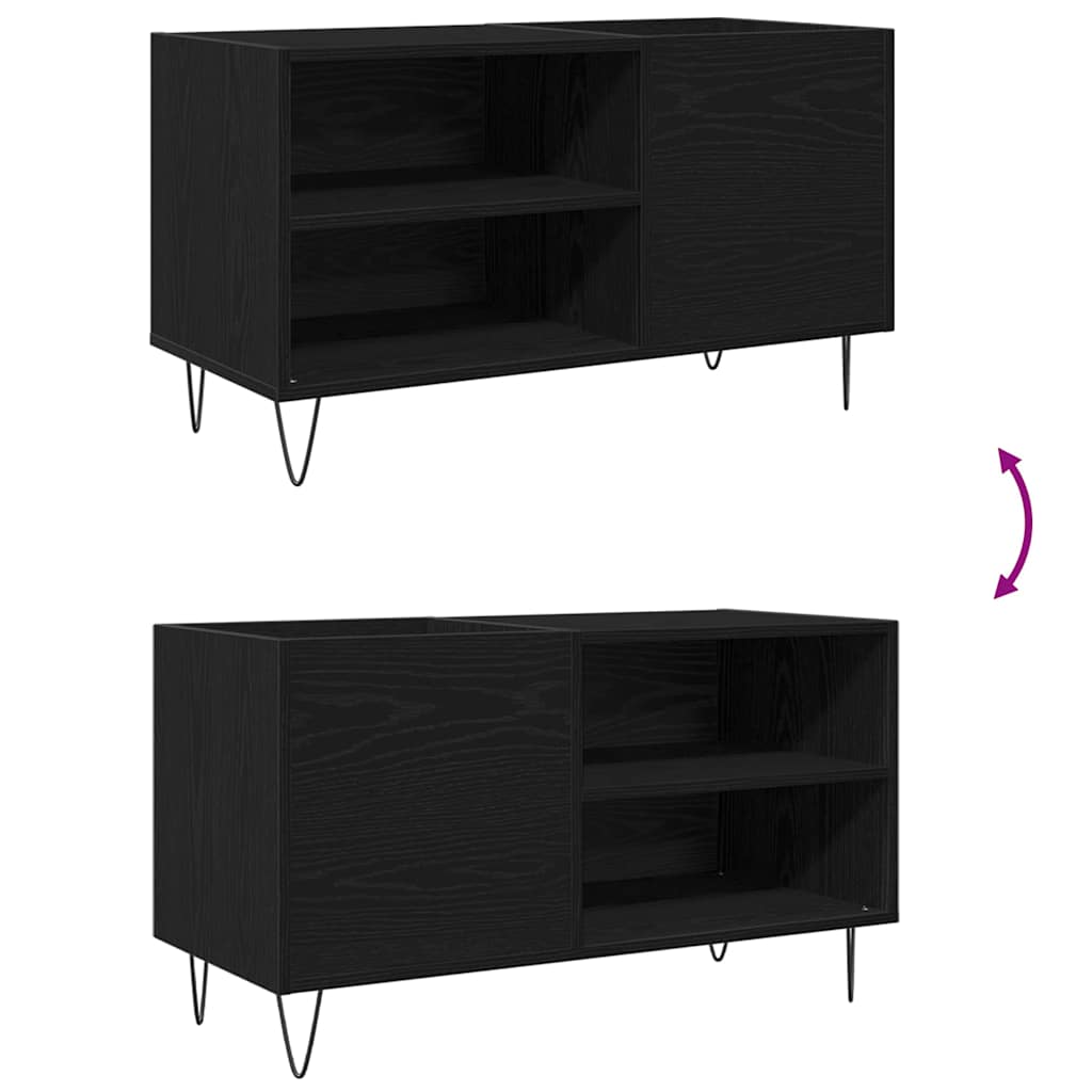 vidaXL Record Cabinet Black Oak 85 x 38 x 48 cm Engineered Wood