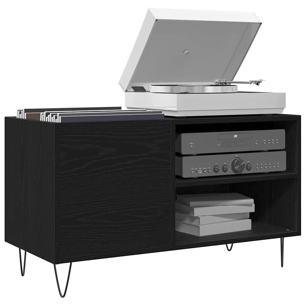 vidaXL Record Cabinet Black Oak 85 x 38 x 48 cm Engineered Wood