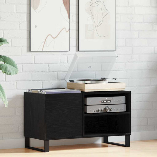 vidaXL Record Cabinet Black Oak 85 x 38 x 48 cm Engineered Wood